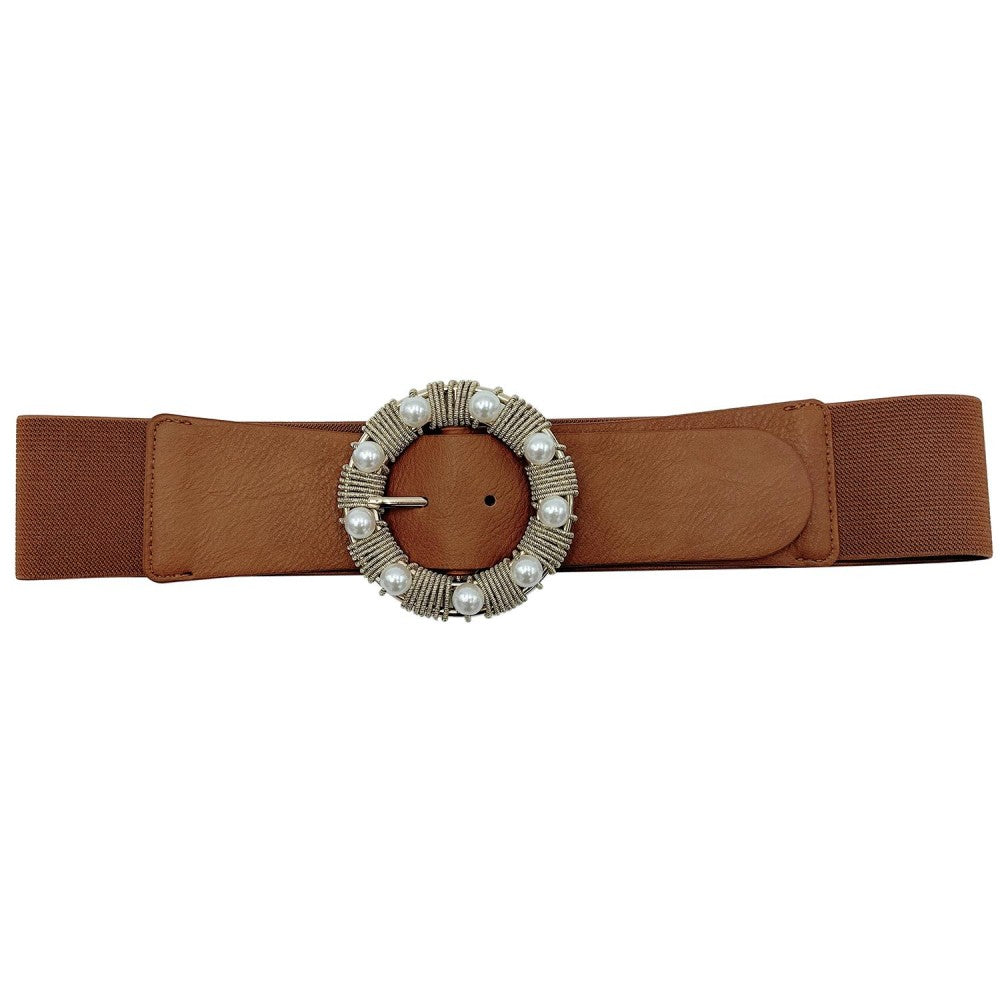 Elastic Braided Belt With Round Buckle