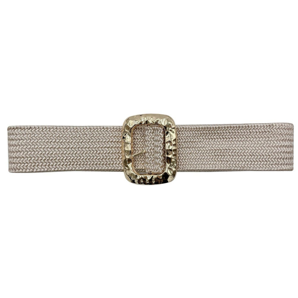 Elastic Braided Belt With Accent Buckle