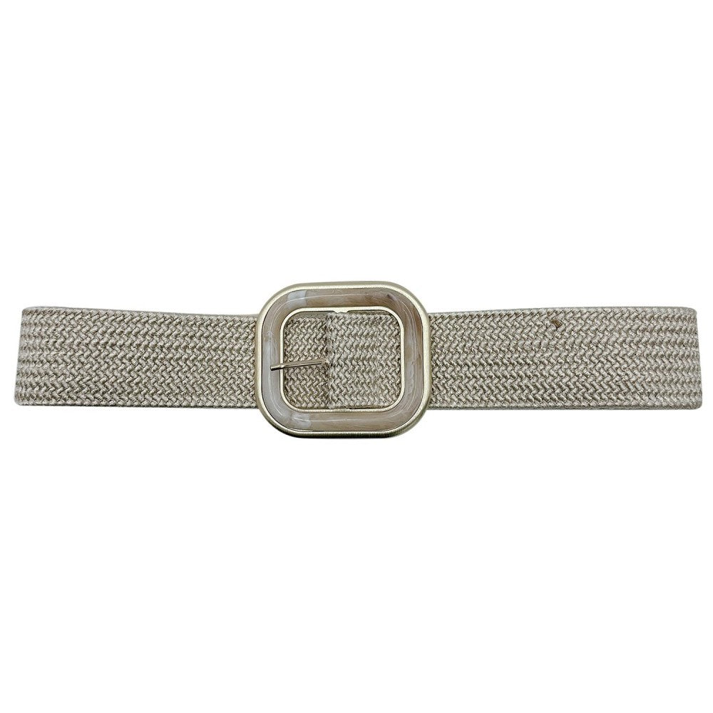 Elastic Braided Belt With Accent Buckle