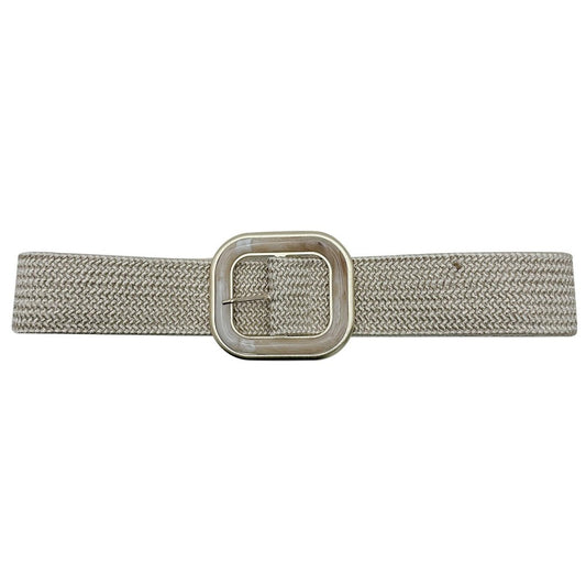 Elastic Braided Belt With Accent Buckle