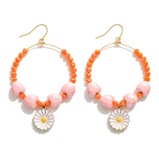 Daisy Beaded Hoops