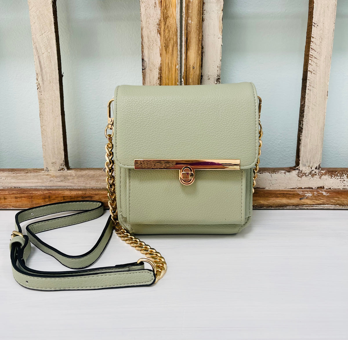 Odette Square Crossbody in Lt Sage