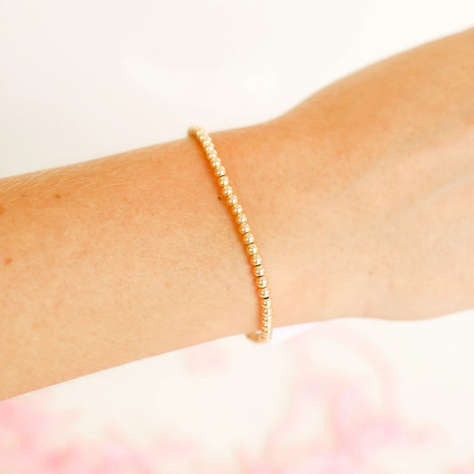 3MM Gold Beaded Bracelet: Standard 6.75 inch