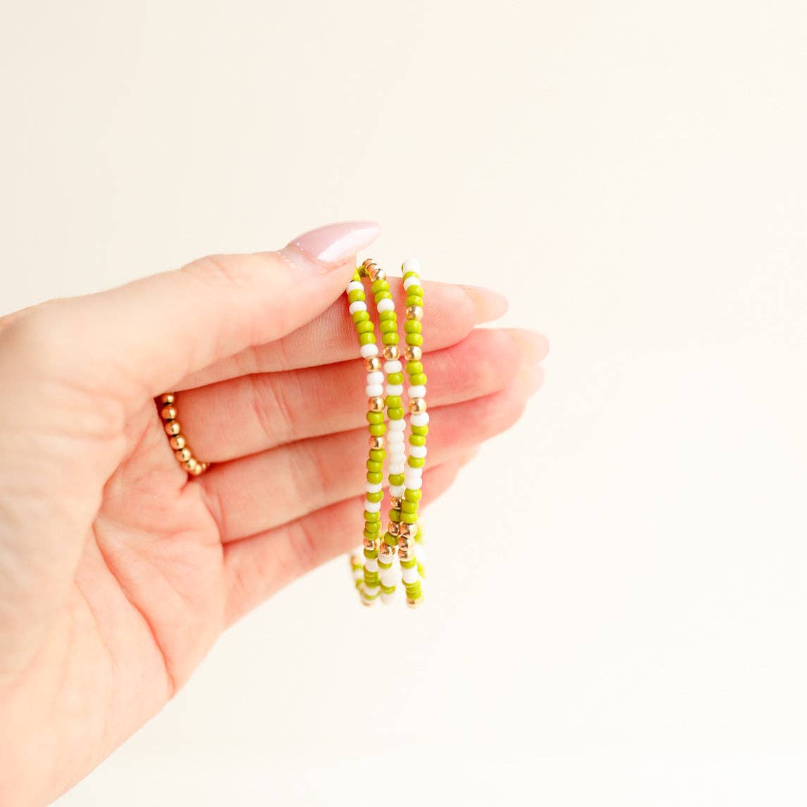 Lime and White Green Sprinkle Bracelet: Standard 6.75 inch