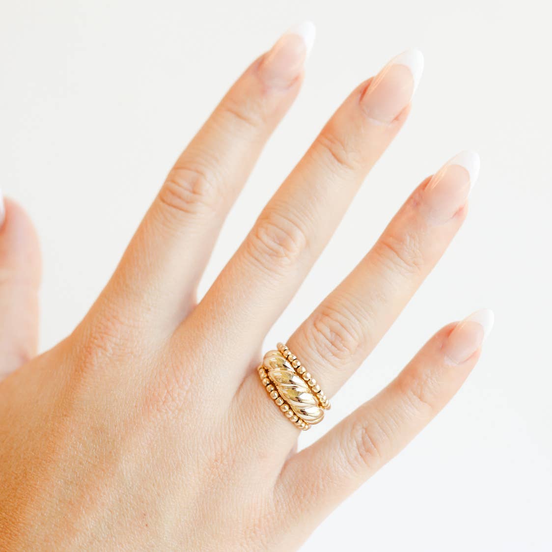 Lexi Beaded Band in Gold: 8-8.5