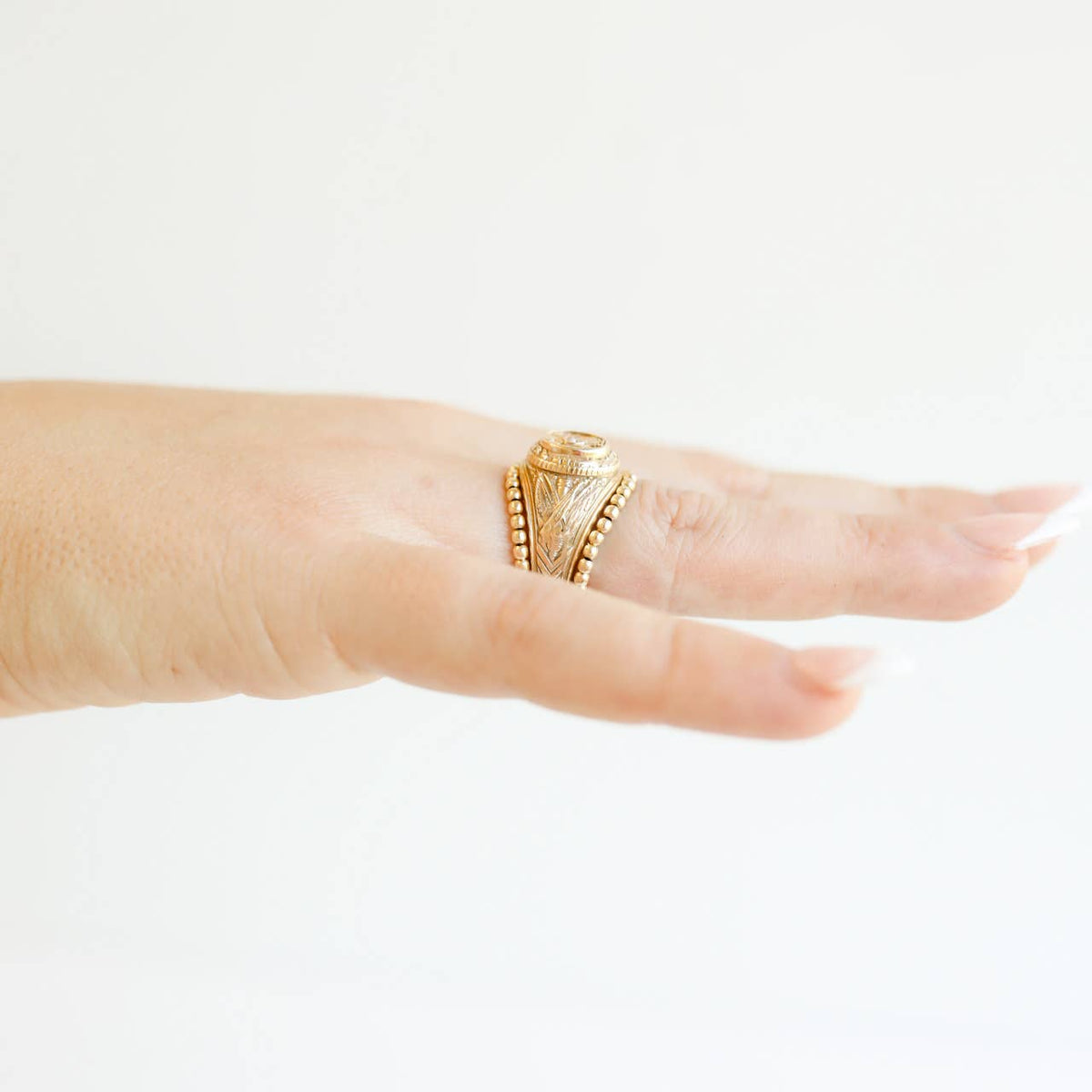 Lexi Beaded Band in Gold: 8-8.5