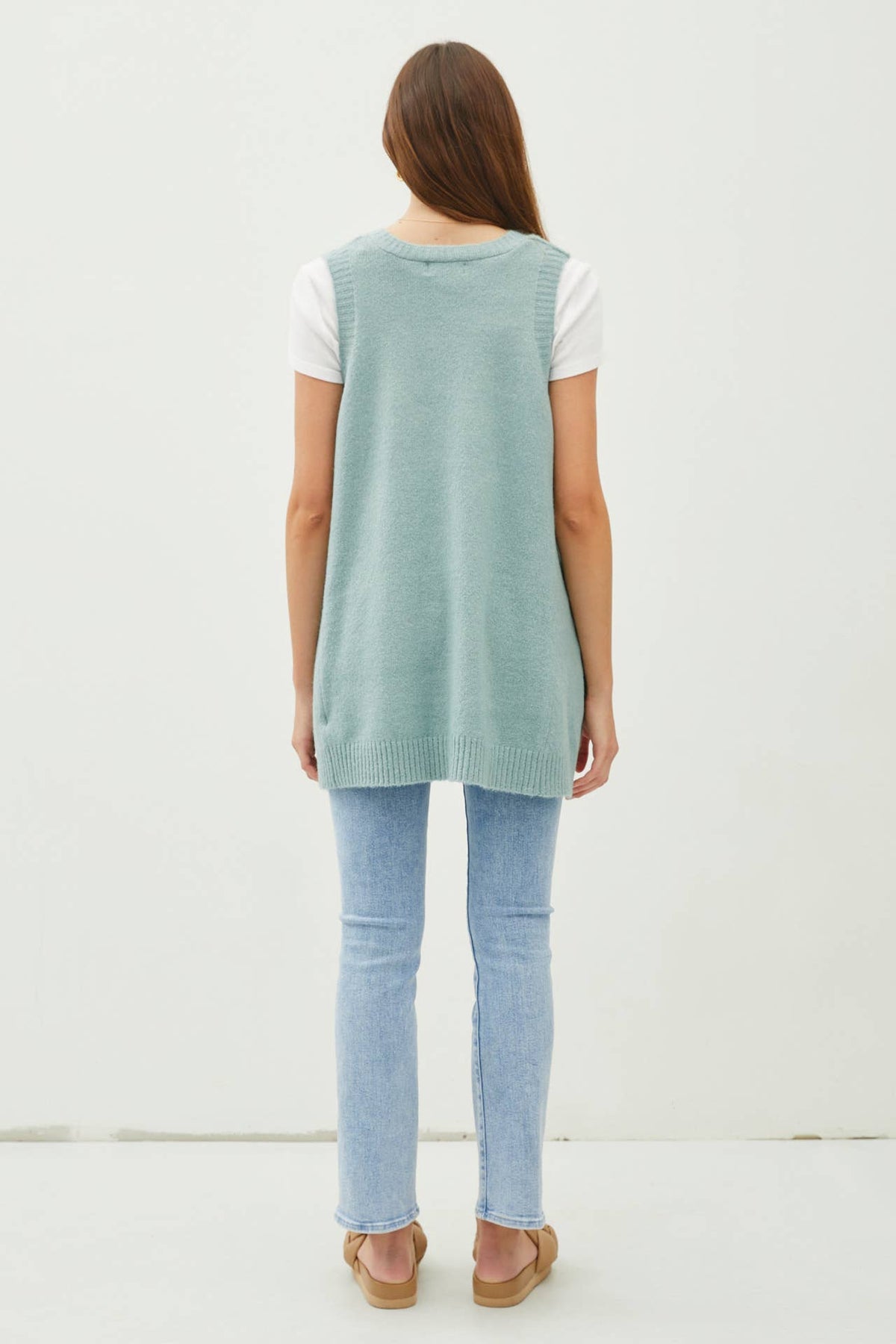 Elle Vest in Dusty Blue