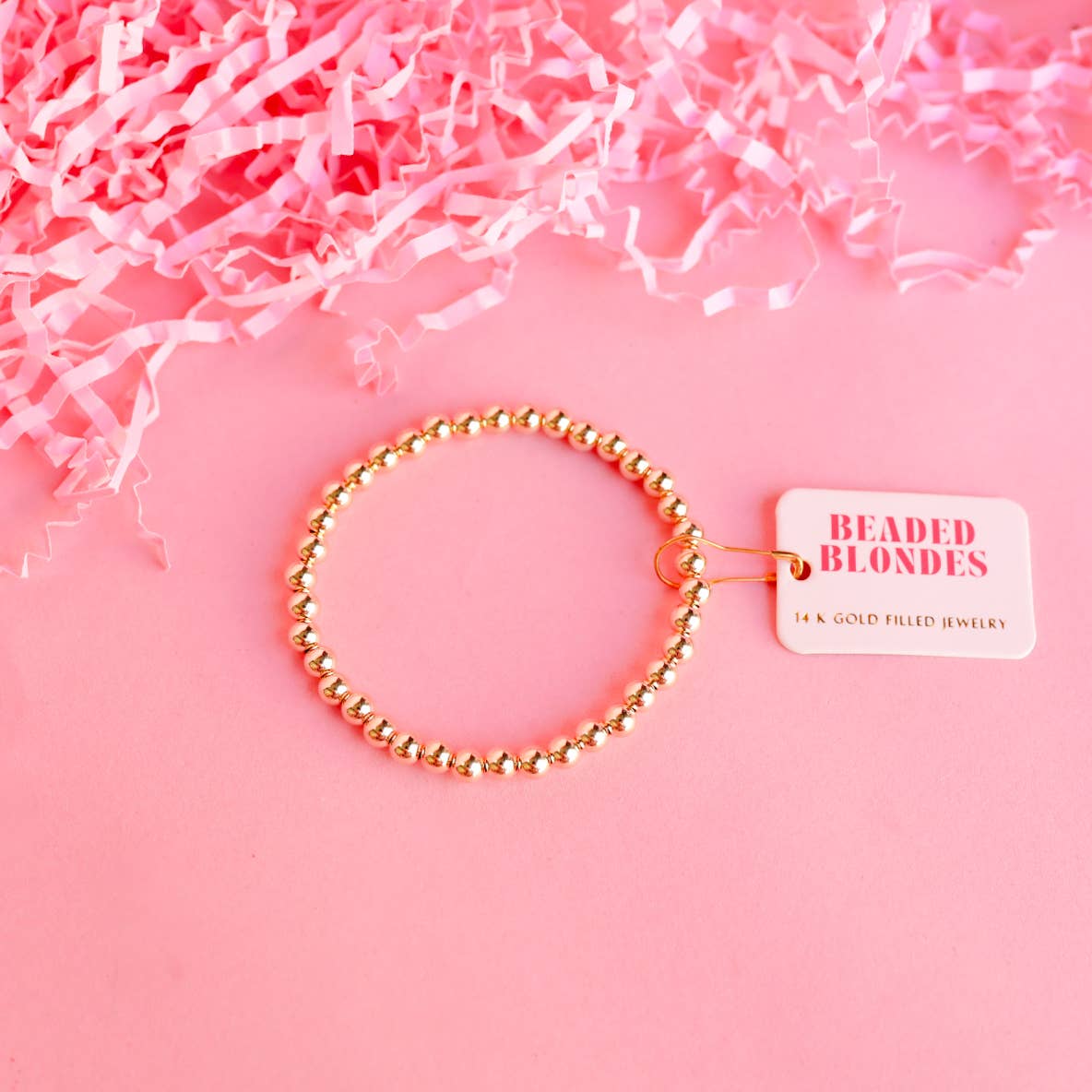 5MM Gold Beaded Bracelet: Standard 6.75 inch