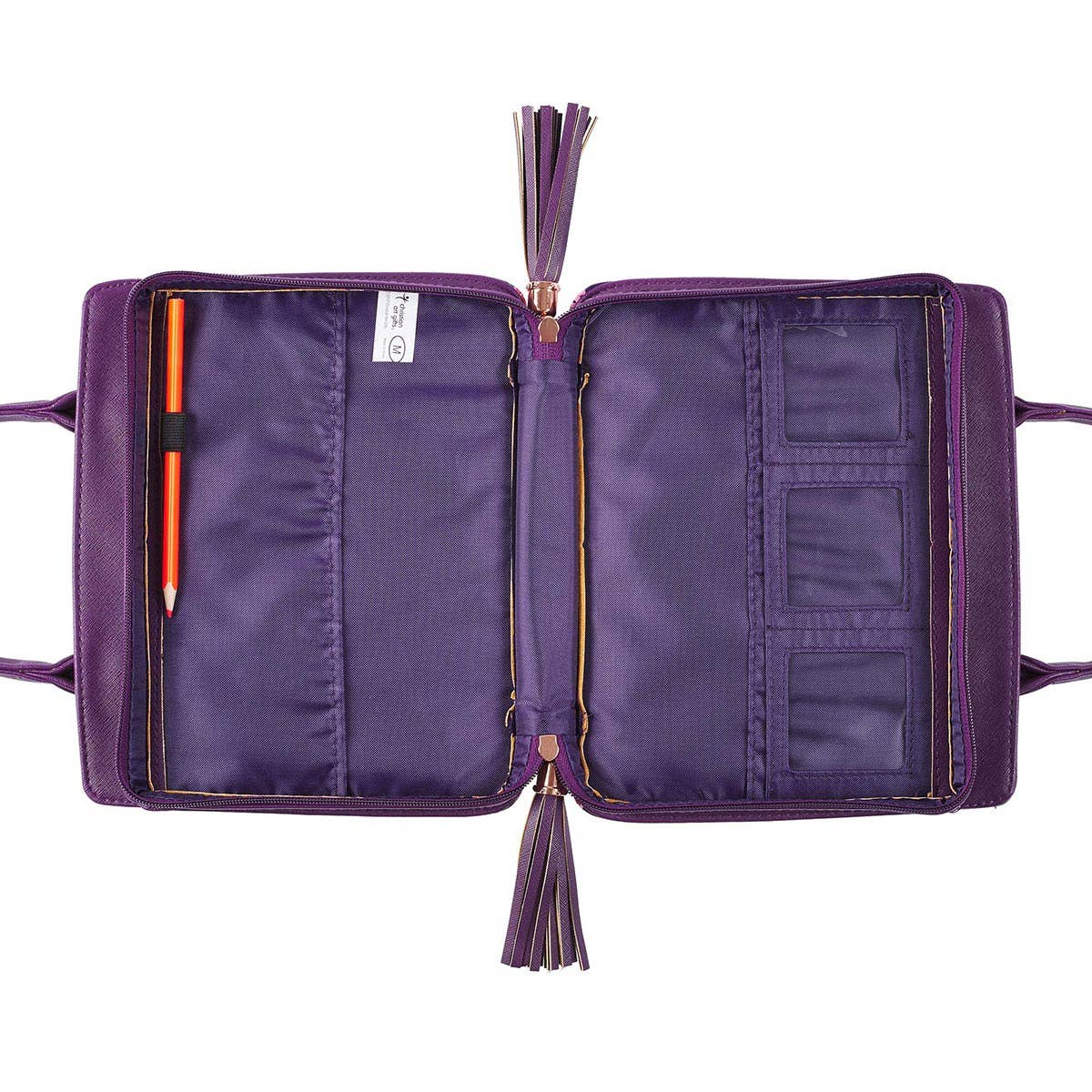 Blessed Purple Floral Faux Leather Purse-style Bible Cover: Large