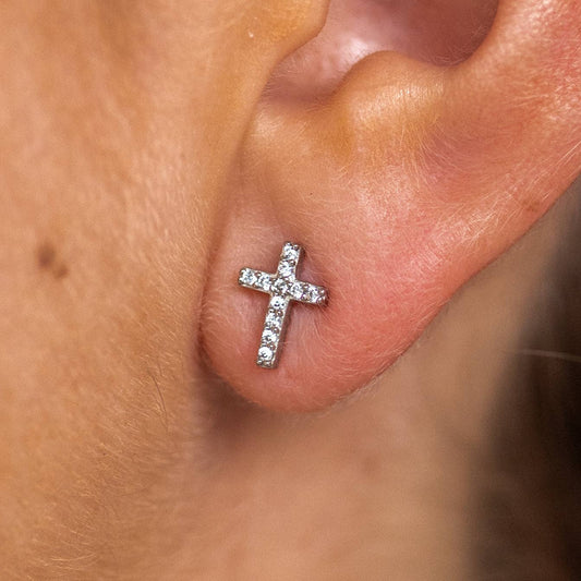 Boca Cross Studs: Silver