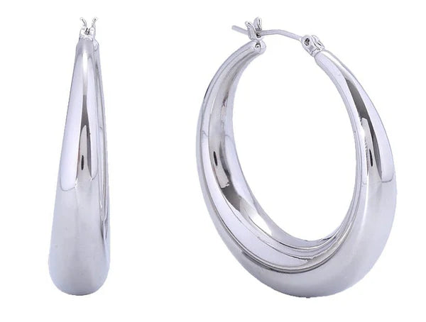Halo Chunky Hoop Earrings 14k Dipped White Gold