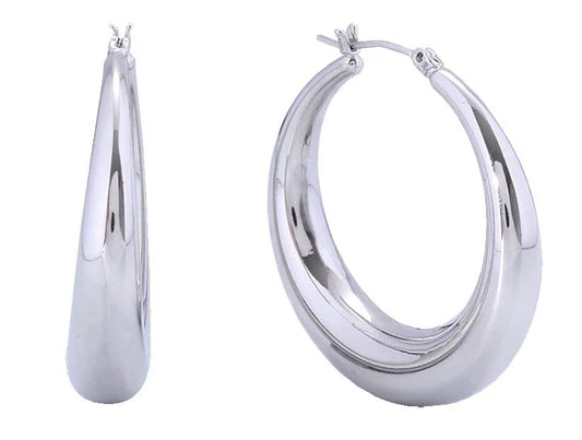 Halo Chunky Hoop Earrings 14k Dipped White Gold