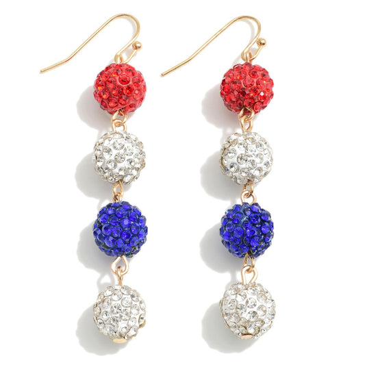 Rhinestone Clusters USA Earrings