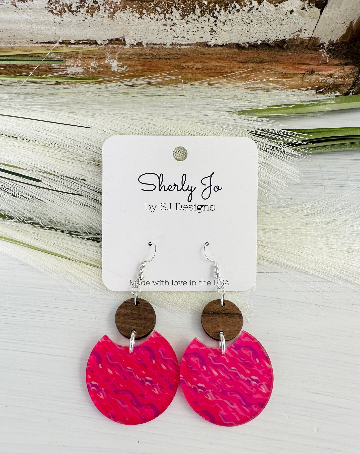 Pink Watercolor Dangles by Sherly Jo Designs