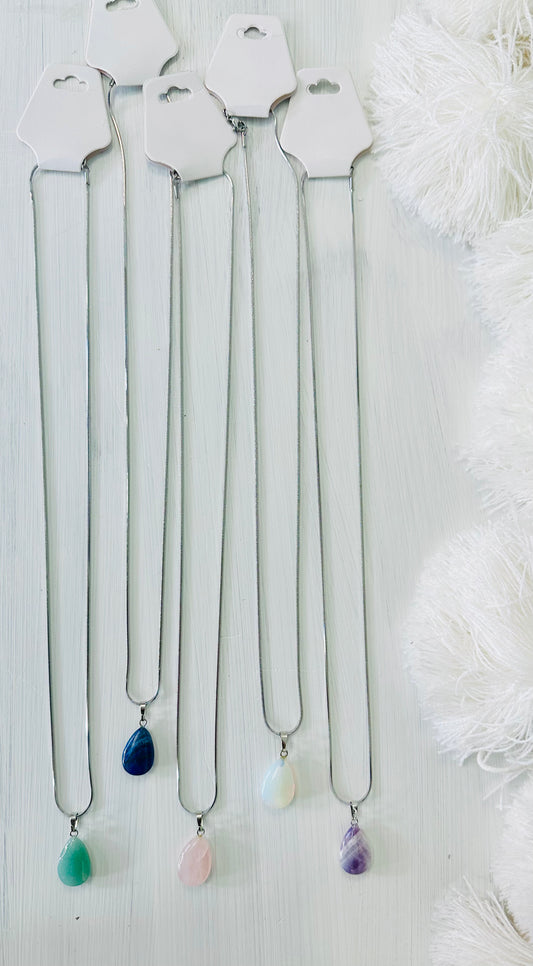 Maia Stone Teardrop Necklace