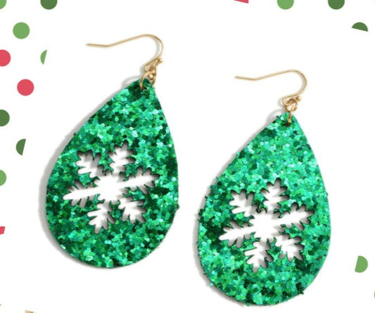 Glitter Snowflake Earrings