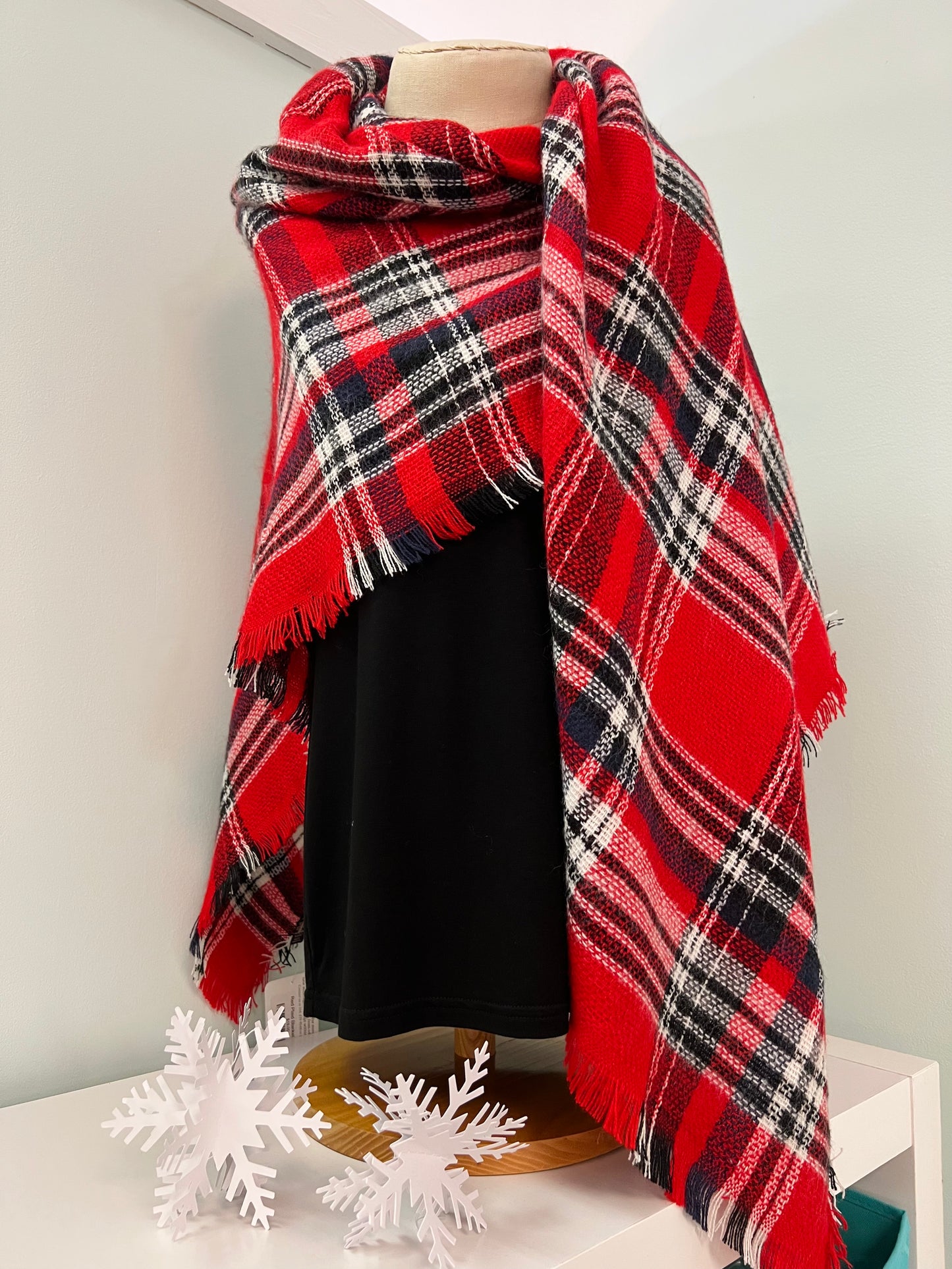 Red Plaid Blanket Scarf